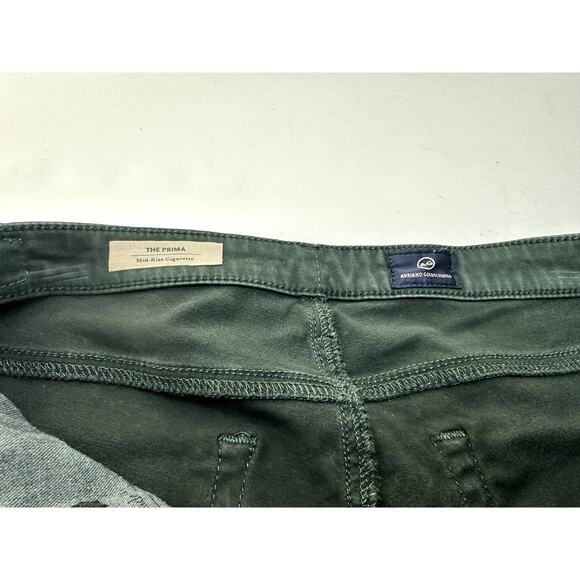 AG The Prima Mid-Rise Cigarette Pants Women’s 30R Forest Green Stretch Velvet - Picture 10 of 15